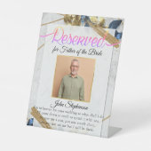 Modern Save a Seat Photo Weddenorial Reclamebord Met Voetstuk (Voorkant)