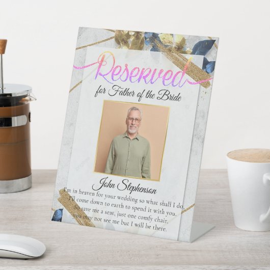 Modern Save a Seat Photo Weddenorial Reclamebord Met Voetstuk (Insitu)