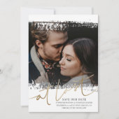 Modern Save Onze Datum Foto Goud & Wit Kaart (Voorkant)
