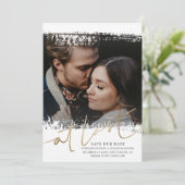 Modern Save Onze Datum Foto Goud & Wit Kaart (Staand voorkant)