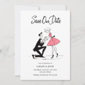 Modern Save Our Date Roze Hand getekend Kaart (Voorkant)