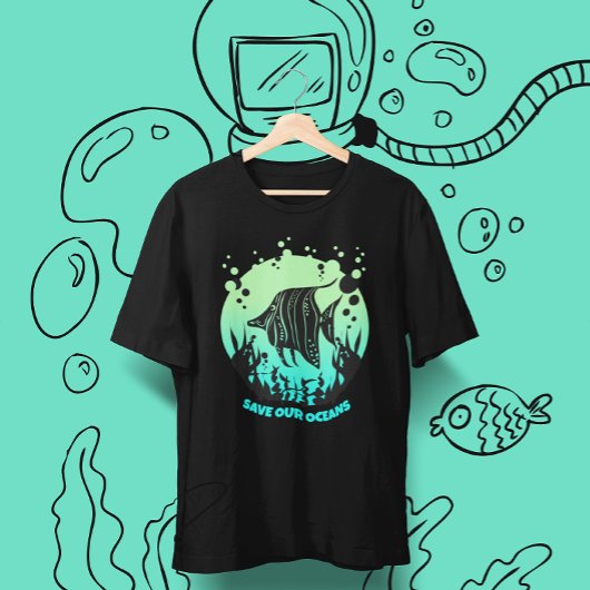 Modern Save our oceans Earth Day T-shirt