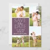 Modern Save the Date 4 Foto Classic PurpleCollage Magnetische Uitnodiging (Voorkant)