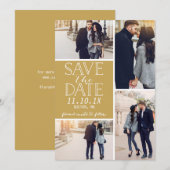 Modern Save the Date 4-Photo Collage Gold (Voorkant / Achterkant)