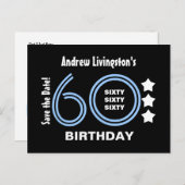 Modern Save the Date 60th Verjaardagsfeest V70B Aankondigingskaart (Voorkant / Achterkant)