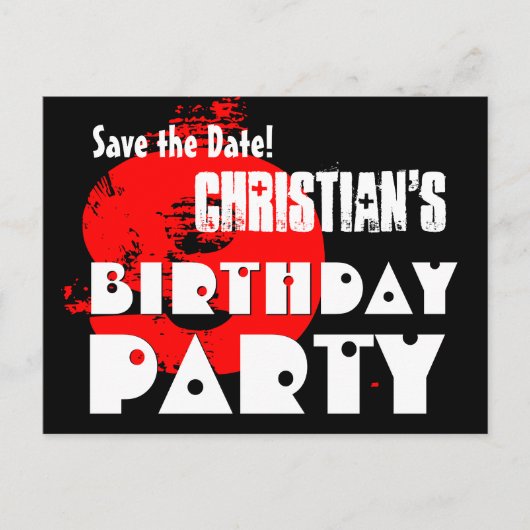 Modern Save the Date 9th Birthday Party V29 Aankondigingskaart (Voorkant)