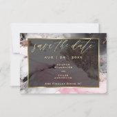 Modern Save the Date Abstract Roos Charcoal Gold Kaart (Voorkant)