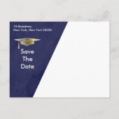 Modern Save the Date Afstuderen Goud Wit Blauw Aankondigingskaart (Achterkant)