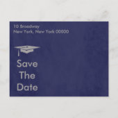 Modern Save The Date Afstuderen - Zilver en Blauw Aankondigingskaart (Achterkant)