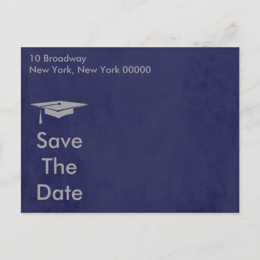 Modern Save The Date Afstuderen - Zilver en Blauw Aankondigingskaart (Achterkant)