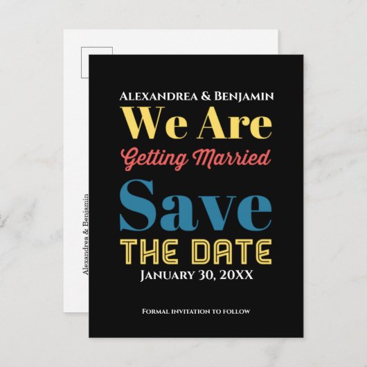 Modern Save The Date Announcement Briefkaart (Voorkant / Achterkant)
