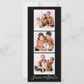 Modern Save The Date Black Collage Photo Strip (Voorkant)