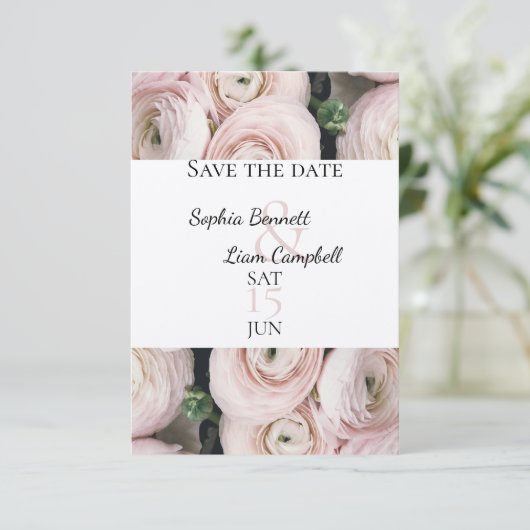 Modern Save The Date Blush roze Platte Kaart (Staand voorkant)