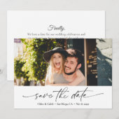 Modern Save the Date Calligraphy Wedding Photo Kaart (Voorkant / Achterkant)