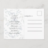 Modern Save the Date Dusty Blue Eucalyptus Floral Aankondigingskaart (Achterkant)