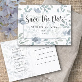 Modern Save the Date Dusty Blue Eucalyptus Floral Aankondigingskaart