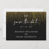 Modern Save the Date Edgy Gold Glitter Kaart (Voorkant)