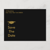 Modern Save The Date Graduation Black and Gold Aankondigingskaart (Achterkant)