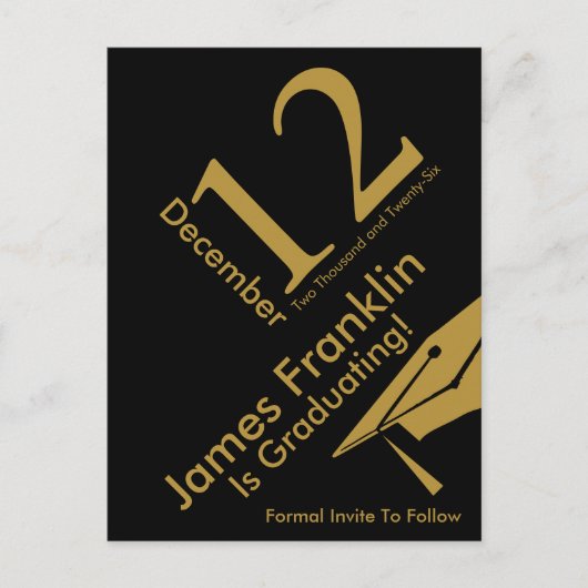 Modern Save The Date Graduation Black and Gold Aankondigingskaart (Voorkant)