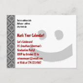 Modern Save the Date Graduation Party Rood Zwart Aankondigingskaart (Achterkant)