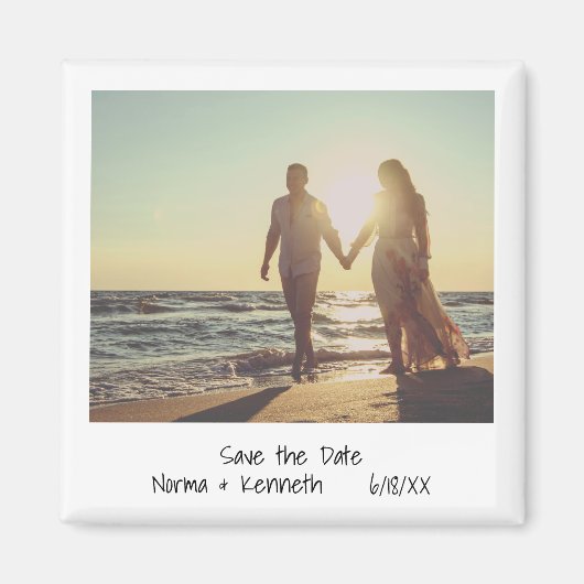 Modern Save the Date Instant Photo Wedding Magneet (Voorkant)