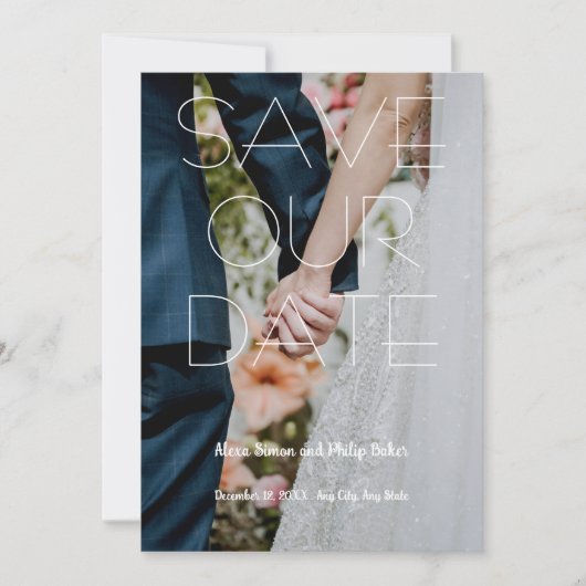 Modern Save the Date Kaart Aangepaste foto bruilof (Voorkant)