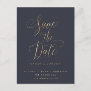 Modern Save the Date Kaart, met gouden tekst Aankondigingskaart