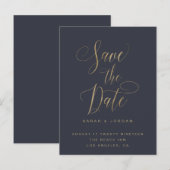Modern Save the Date Kaart, met gouden tekst Aankondigingskaart (Voorkant / Achterkant)