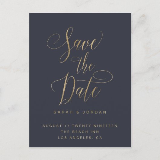 Modern Save the Date Kaart, met gouden tekst Aankondigingskaart (Voorkant)