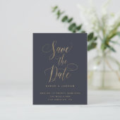 Modern Save the Date Kaart, met gouden tekst Aankondigingskaart (Staand voorkant)