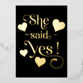 Modern Save the Date met Foto- Ze zei Ja Folie Uitnodiging (Voorkant)