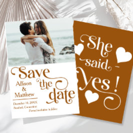 Modern Save the Date met Foto- Ze zei Ja Kaart