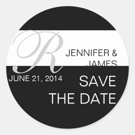 Modern Save the Date Monogram Bruiloft Stickers (Voorkant)