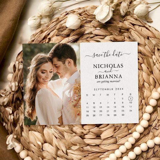 Modern Save the Date Photo Calendar Simple Elegant Briefkaart