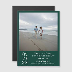 Modern Save the Date Photo Emerald Green Magnet