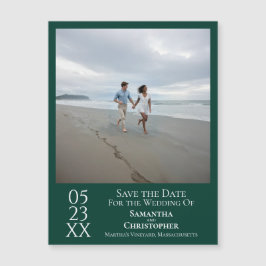 Modern Save the Date Photo Emerald Green Magnet
