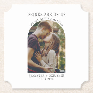 Modern Save the Date Photo Wedding Announding Kartonnen Onderzetters