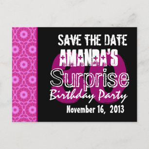 Modern Save the Date Surprise 30th Party PinkW1747 Aankondigingskaart