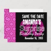 Modern Save the Date Surprise 30th Party PinkW1747 Aankondigingskaart (Voorkant / Achterkant)