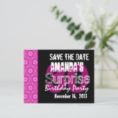 Modern Save the Date Surprise 30th Party PinkW1747 Aankondigingskaart (Staand voorkant)