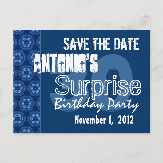 Modern Save the Date Surprise 30th Party V400 Aankondigingskaart (Voorkant)