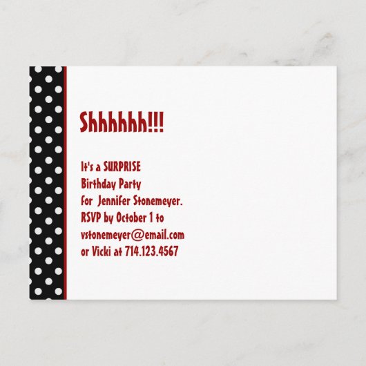 Modern Save the Date Surprise 40e Zwart Rood v49 Aankondigingskaart (Achterkant)