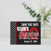 Modern Save the Date Surprise 40e Zwart Rood v49 Aankondigingskaart (Staand voorkant)