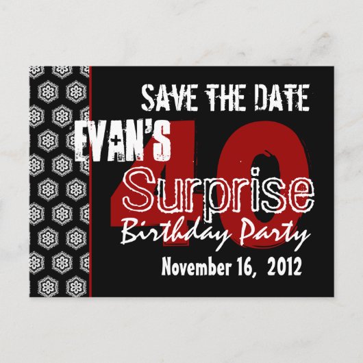 Modern Save the Date Surprise 40th Party V336 Aankondigingskaart (Voorkant)