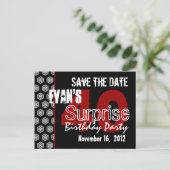 Modern Save the Date Surprise 40th Party V336 Aankondigingskaart (Staand voorkant)