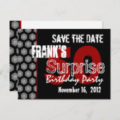 Modern Save the Date Surprise 50th Party V337 Aankondigingskaart (Voorkant / Achterkant)