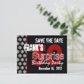 Modern Save the Date Surprise 50th Party V337 Aankondigingskaart (Staand voorkant)