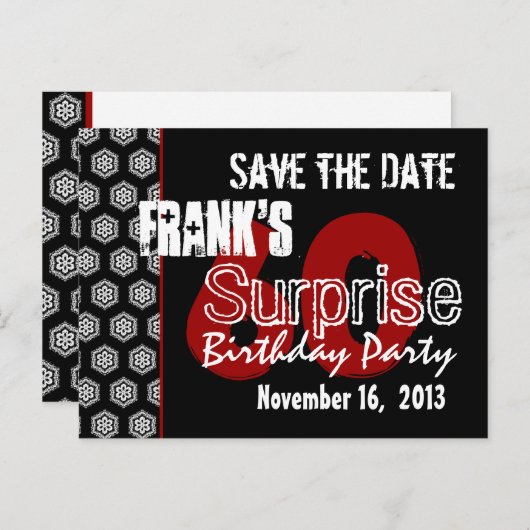 Modern Save the Date Surprise 60th Party W1942 Aankondigingskaart (Voorkant / Achterkant)