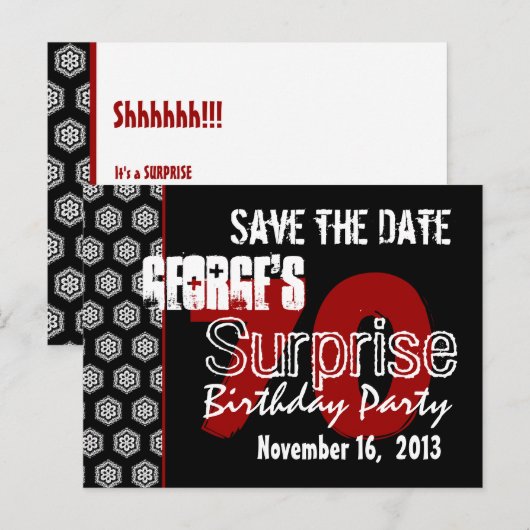 Modern Save the Date Surprise 70th Party W1943 Aankondigingskaart (Voorkant / Achterkant)