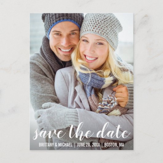 Modern Save the Date Verloving Foto Briefkaart WSB (Voorkant)